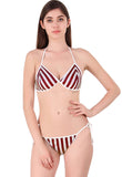 Xs and Os Women Stripe Satin Nightwear Robe Nightdress with Bra Panty Satin Lingerie Set