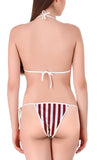 Xs and Os Women Stripe Satin Nightwear Robe Nightdress with Bra Panty Satin Lingerie Set