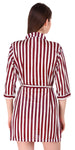 Xs and Os Women Stripe Satin Nightwear Robe Nightdress with Bra Panty Satin Lingerie Set