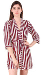 Xs and Os Women Stripe Satin Nightwear Robe Nightdress with Bra Panty Satin Lingerie Set