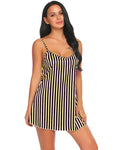 Xs and Os Women Stripe Satin Babydoll Nightwear Lingerie Sleep Dress with Panty