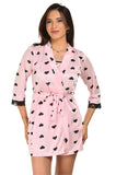Xs and Os Women Satin Short Nighty Babydoll Nightwear Robe (IN, Alpha, Free Size, Regular, Maroon-Offwhite (Heart Print))