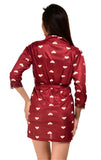 Xs and Os Women Satin Short Nighty Babydoll Nightwear Robe (IN, Alpha, Free Size, Regular, Maroon-Offwhite (Heart Print))