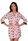 Xs and Os Women Satin Short Nighty Babydoll Nightwear Robe (IN, Alpha, Free Size, Regular, Maroon-Offwhite (Heart Print))