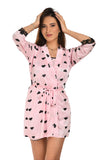 Xs and Os Women Satin Short Nighty Babydoll Nightwear Robe (IN, Alpha, Free Size, Regular, Maroon-Offwhite (Heart Print))
