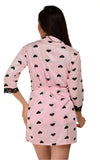 Xs and Os Women Satin Short Nighty Babydoll Nightwear Robe (IN, Alpha, Free Size, Regular, Maroon-Offwhite (Heart Print))
