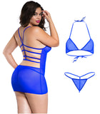 Xs and Os Women's Net 4-piece Babydoll Lingerie Set with Strappy Back