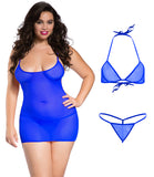 Xs and Os Women's Net 4-piece Babydoll Lingerie Set with Strappy Back
