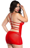 Xs and Os Women's Net 4-piece Babydoll Lingerie Set with Strappy Back