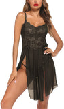 Xs and Os Combo of Women lace babydoll lingerie with panty and Net bikini bra g-string panty lingerie set