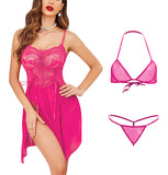 Xs and Os Combo of Women lace babydoll lingerie with panty and Net bikini bra g-string panty lingerie set