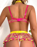 women bra panty lingerie set with garter belt