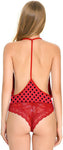 Xs and Os Deep V Neck Backless Lace Bodysuit Babydoll Nightwear Lingerie