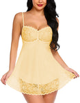 Xs and Os Women Lace Nightwear Babydoll Lingerie Nightie with Panty (Watermelon)