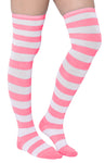 women over the knee high striped socks