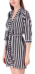 Women super hot striped satin nightwear robe