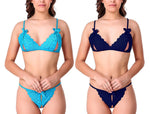 women sexy lace lingerie set peek a boo bra panty pack of 2