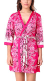 women sexy floral satin robe nightwear with lingerie set