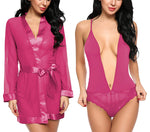 women sexy robe and babydoll combo