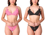 women sexy lace lingerie set peek a boo bra panty pack of 2