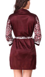 women satin floral print nightwear robe 
