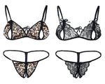 women sexy lingerie set peek a boo bra panty pack of 2