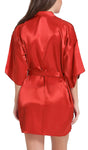 Women sexy satin babydoll nightwear robe with see through lace bra panty lingerie set