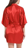 Women sexy satin babydoll nightwear robe with see through lace bra panty lingerie set