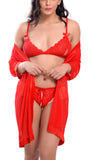 Women nightwear robe with bra panty lingerie set