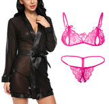 women net robe and bra panty