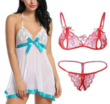 Women sexy babydoll lingerie with bra panty lingerie set