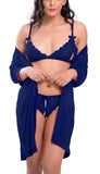 Women nightwear robe with bra panty lingerie set