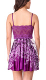 women satin floral babydoll lace nightwear