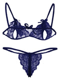 Women lace peek a boo bra panty lingerie set