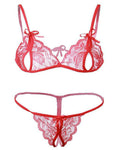 Women lace peek a boo bra panty lingerie set
