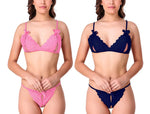 women sexy lace lingerie set peek a boo bra panty pack of 2