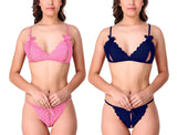 women sexy lace lingerie set peek a boo bra panty pack of 2
