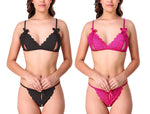 women sexy lace lingerie set peek a boo bra panty pack of 2