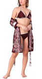women satin robe nightwear with bra panty set