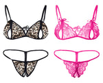 women sexy lingerie set peek a boo bra panty pack of 2