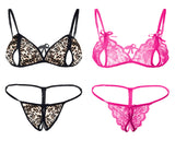 women sexy lingerie set peek a boo bra panty pack of 2