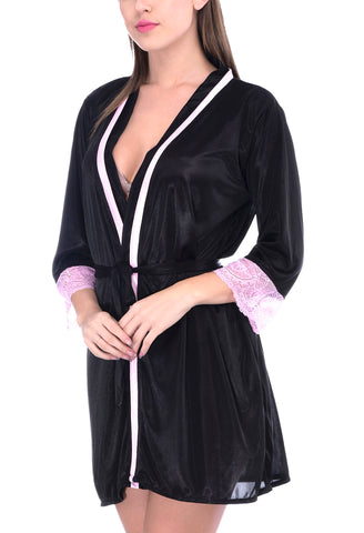 women satin nightwear robe with belt