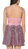 women satin polka babydoll lace nightwear