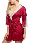 women satin lace nightwear robe