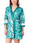 Women sexy floral satin nightwear robe