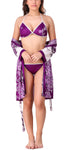 Women satin nightwear robe with bra panty lingerie set