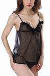 Black women babydoll lingerie with panty