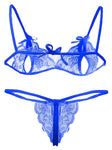 Women lace peek a boo bra panty lingerie set