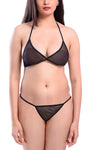 Women robe sexy bikini bra panty fishnet lingerie set
