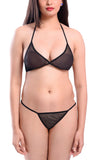 Women robe sexy bikini bra panty fishnet lingerie set
